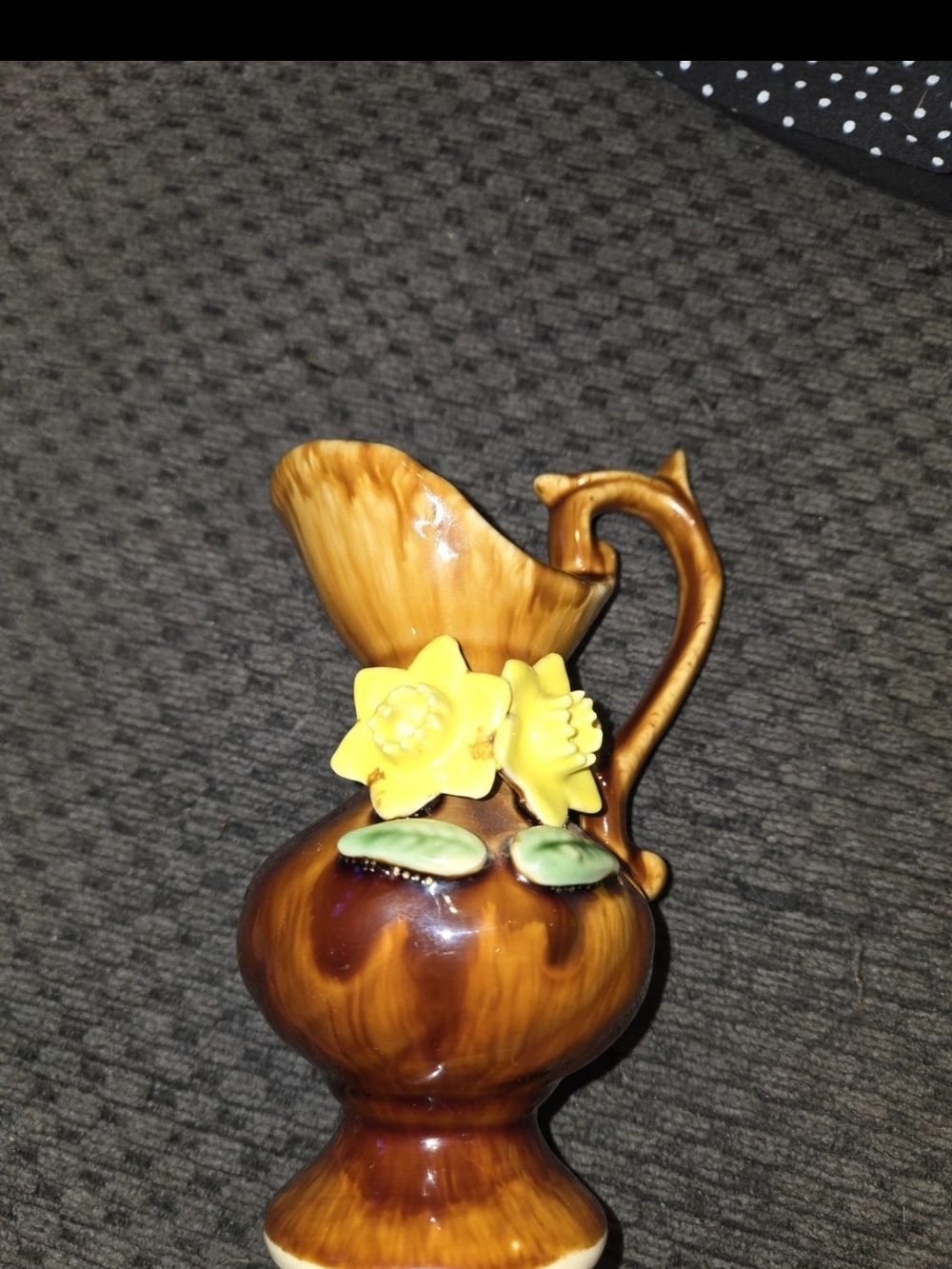 Vintage Minh Long I Vietnam Brown Drip Glaze Ceramic Mini Pitcher Flower Vase